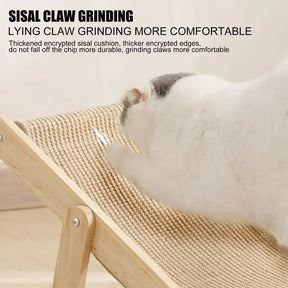 Cat sisal Bed Chair Cat Claw Scratcher Pet Lounge Chair Wooden Adjustable Foldable Cat Nest Wear-resistant sisal Scratcher