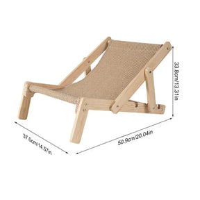 Cat sisal Bed Chair Cat Claw Scratcher Pet Lounge Chair Wooden Adjustable Foldable Cat Nest Wear-resistant sisal Scratcher