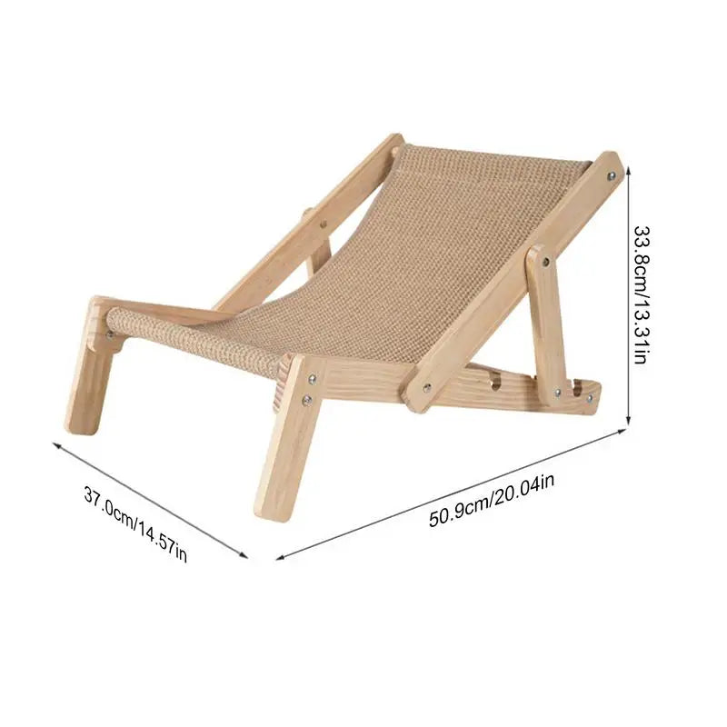 Cat sisal Bed Chair Cat Claw Scratcher Pet Lounge Chair Wooden Adjustable Foldable Cat Nest Wear-resistant sisal Scratcher